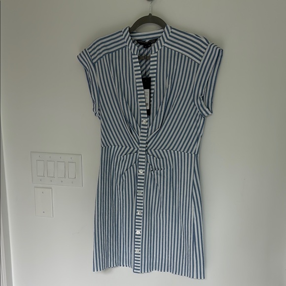 Veronica Beard Blue and White Striped Button-Up Dress - Picture 1 of 4